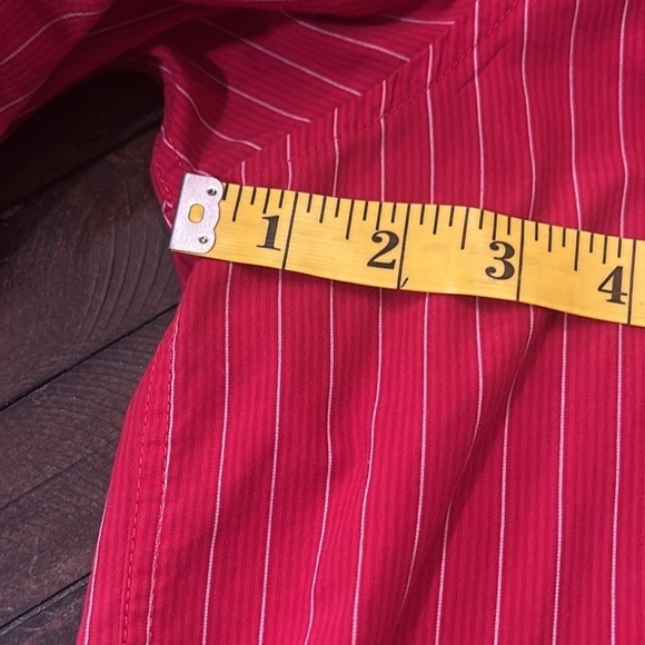Antigua Red Striped Casual Button Down Shirt - Picture 4 of 12